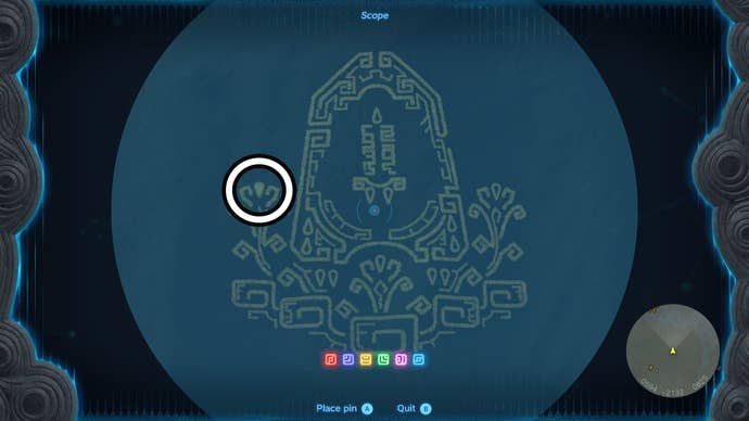 Link using his Scope to look for the location of the tenth Dragon Tear.