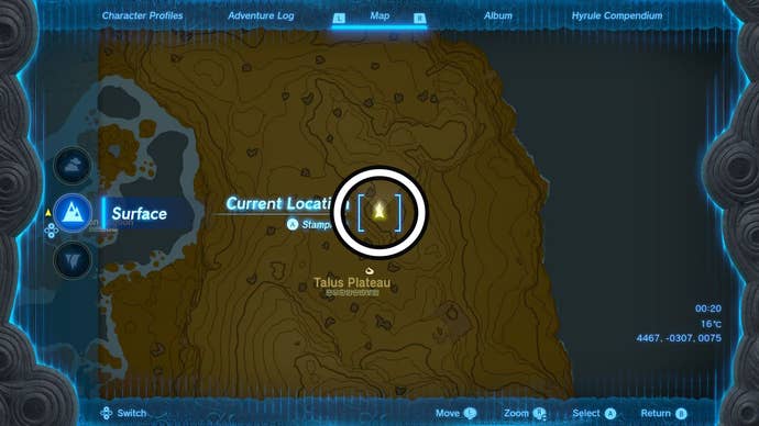 Map showing the location of the ninth Dragon Tear in The Legend of Zelda: Tears of the Kingdom.
