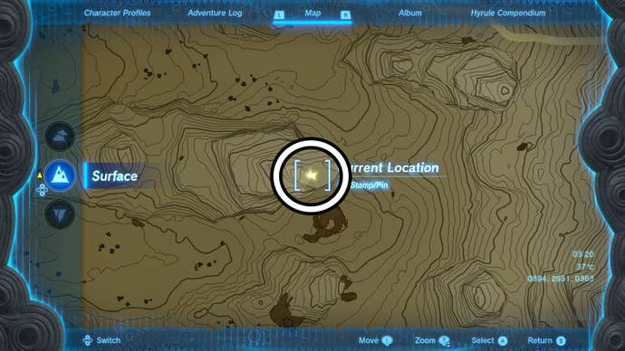 Map showing the location of the eleventh Dragon Tear in The Legend of Zelda: Tears of the Kingdom.