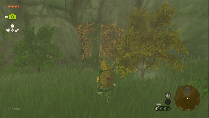Link standing by a tunnel covered with leaves in The Legend of Zelda: Tears of the Kingdom.