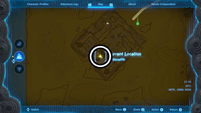 Map showing the Gerudo Town Goddess Statue location in The Legend of Zelda: Tears of the Kingdom.