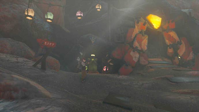 The Goron City Goddess Statue in the Eldin Canyon region in Zelda: Tears of the Kingdom.