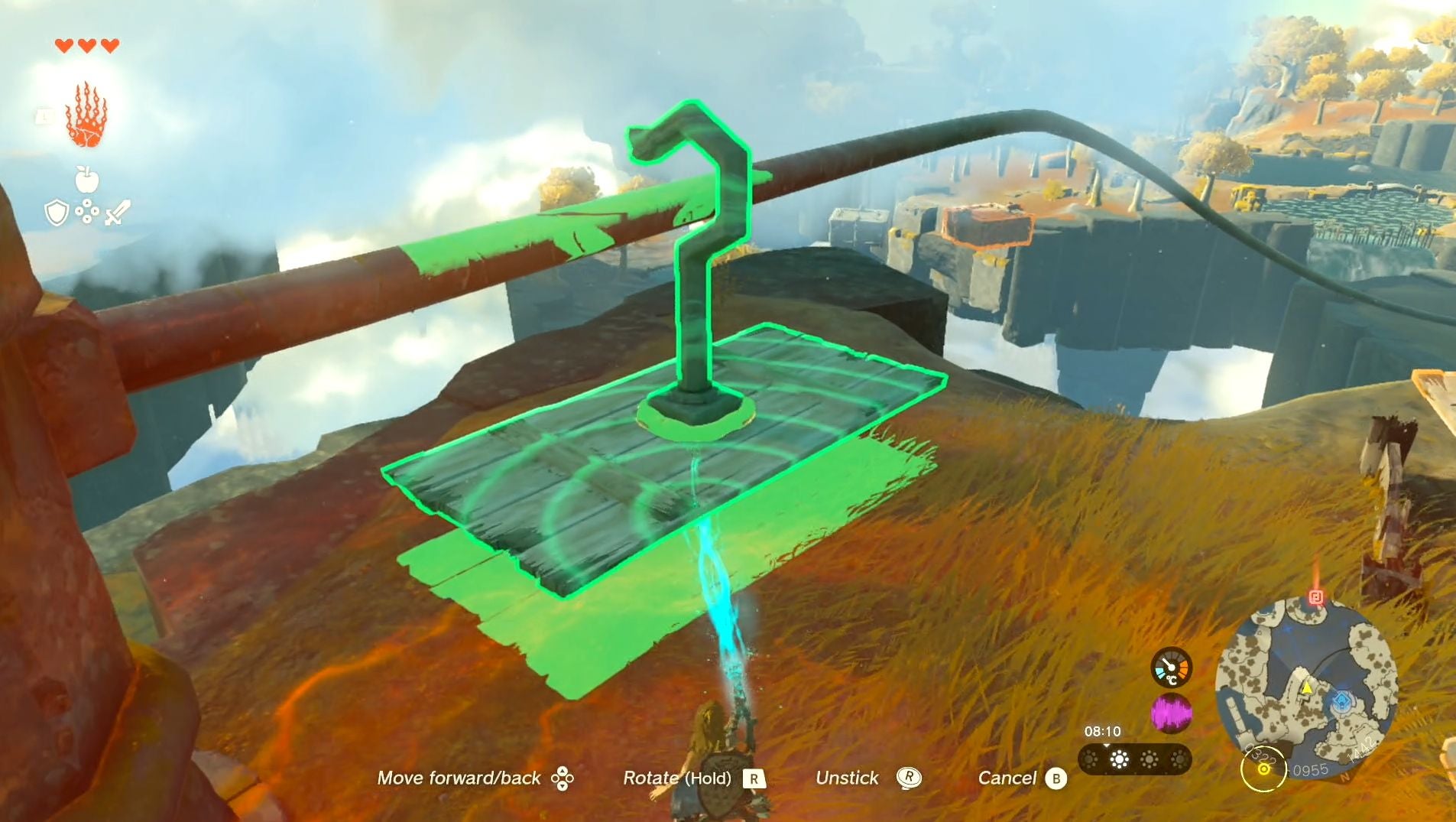 Link creating a platform to use in The Legend of Zelda: Tears of the Kingdom.
