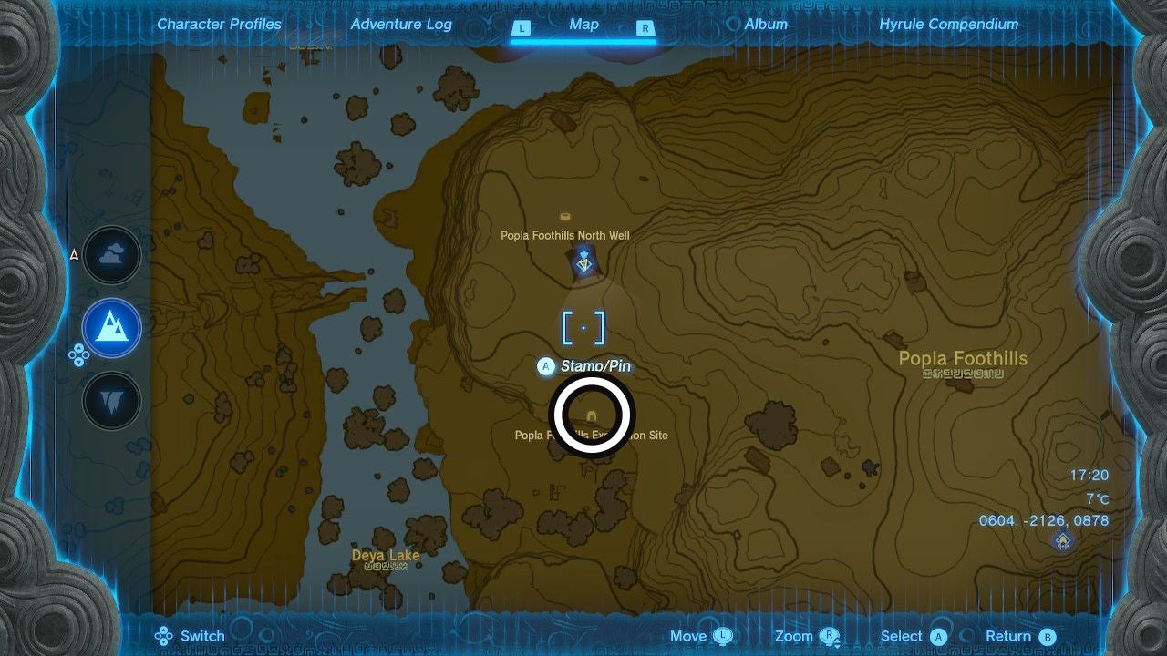 Map showing the location of the entrance to the Popla Foothills Excavation Site cave.