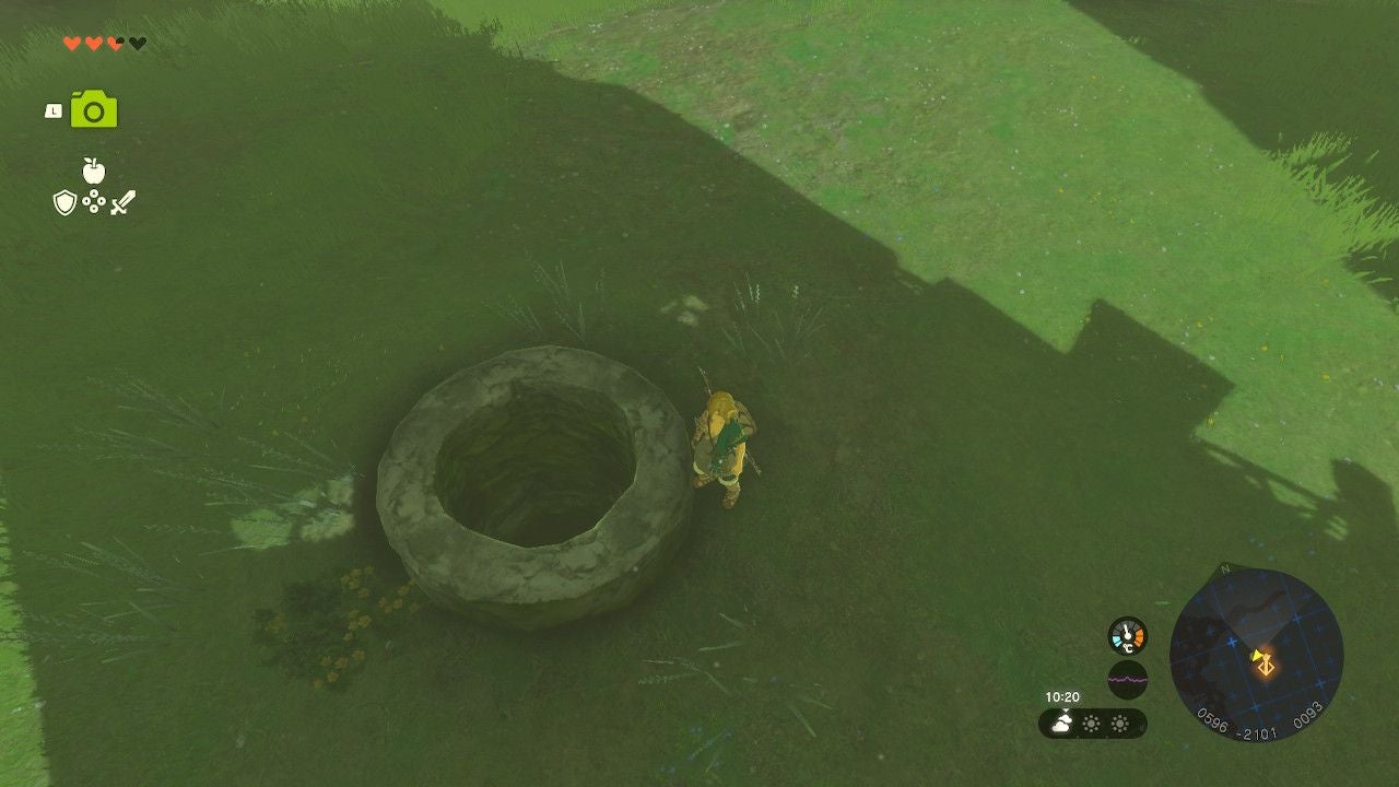 Link standing by a well near the Popla Foothills Skyview Tower.