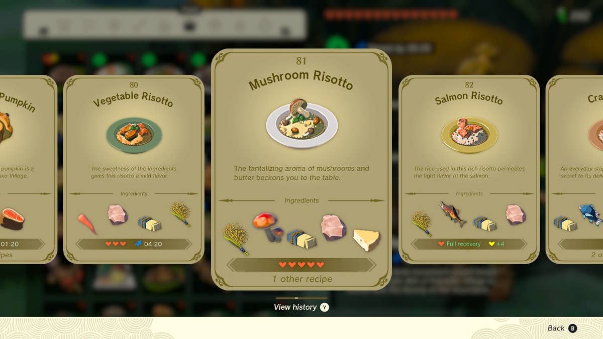 All recipes in Zelda Tears of the Kingdom