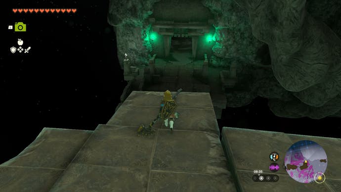 Link approaching the entrance to the Right-Leg Depot in Zelda: Tears of the Kingdom.