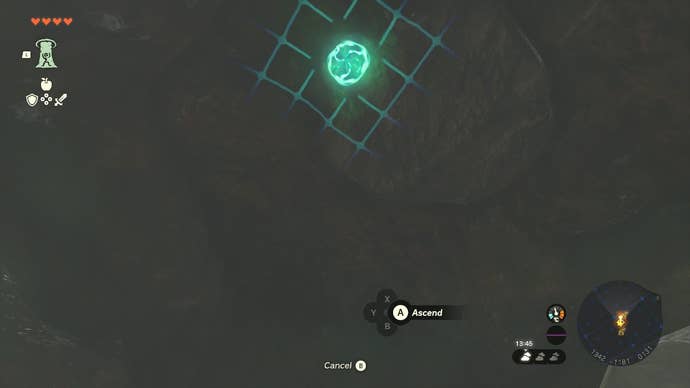 Link using his Ascend ability to get into the Sahasra Slope Skyview Tower.