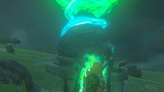 Link approaching a Shrine at night-time in The Legend of Zelda: Tears of the Kingdom.