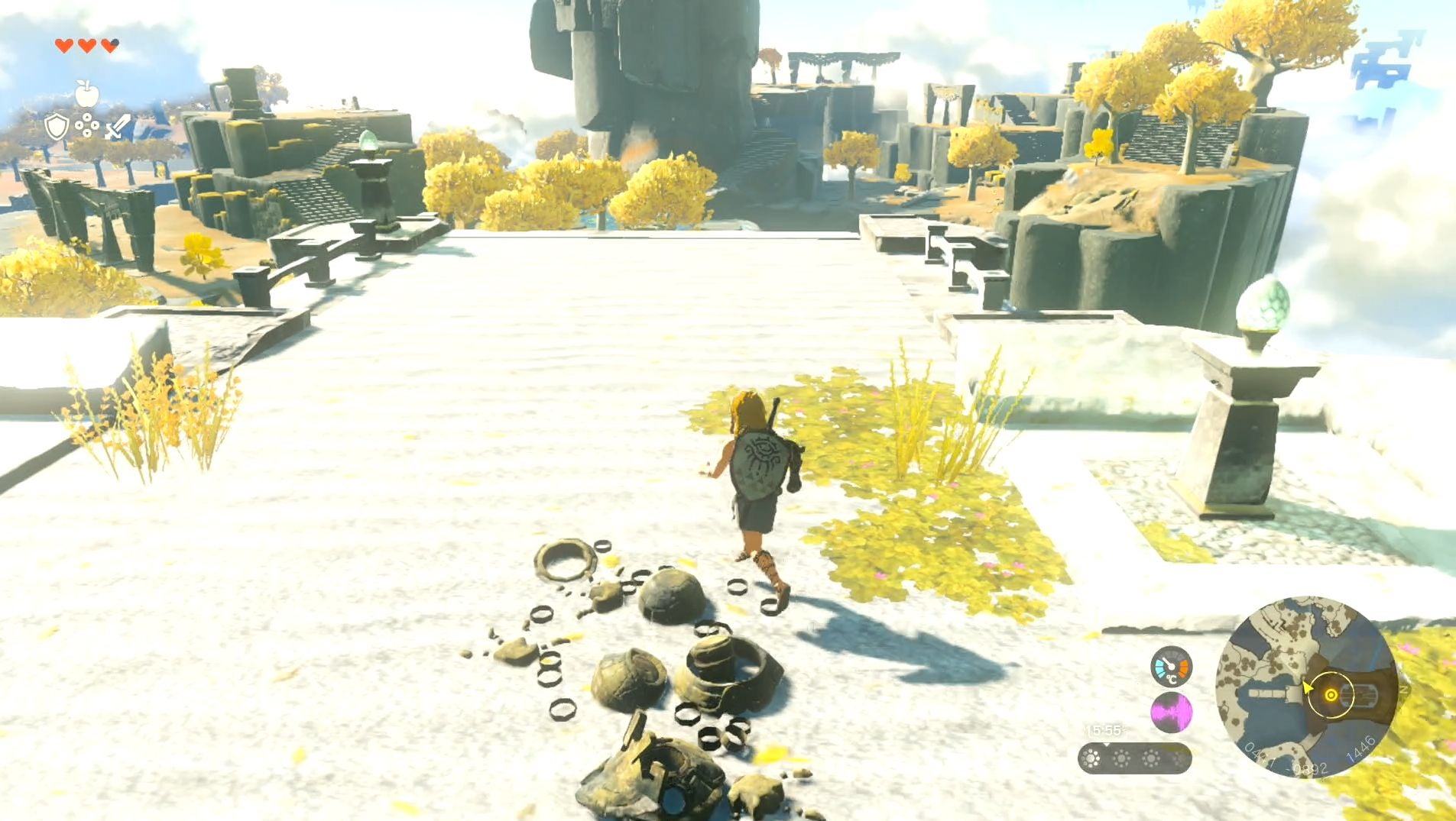 Link heading from the Temple of Time to the Ukouh Shrine in The Legend of Zelda: Tears of the Kingdom.