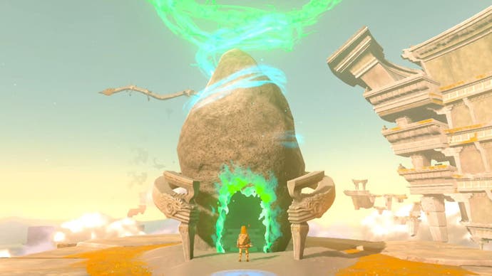 Link entering the Ukouh Shrine in The Legend of Zelda: Tears of the Kingdom.