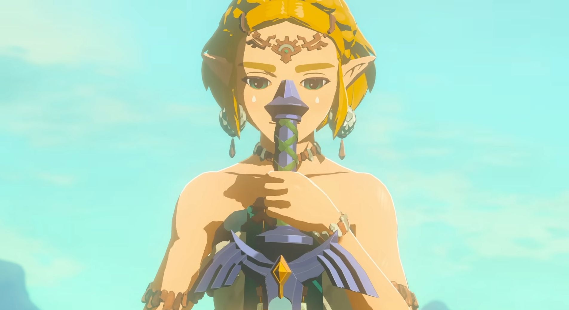 Zelda holding the Master Sword