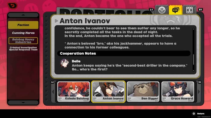 Anton’s Partner Archive character lore in Zenless Zone Zero.
