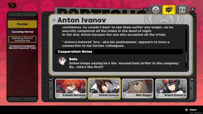 Anton's Partner Archive character lore in Zenless Zone Zero.