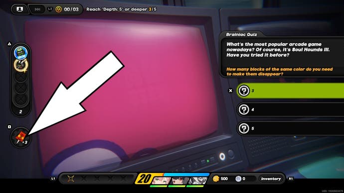 A white arrow pointing to the navigation beacon supply during The Abyss in Zenless Zone Zero.