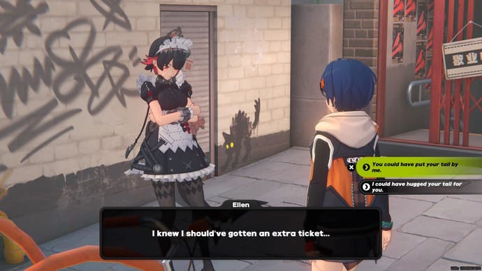 Belle talking to Ellen in Zenless Zone Zero.