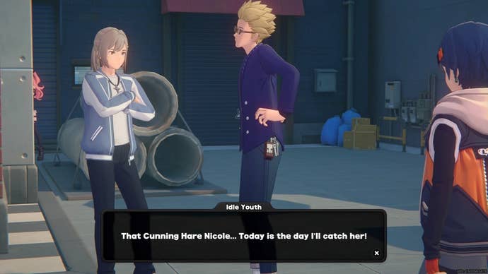 Belle looking at NOCs in the second convenience store trust event in Zenless Zone Zero.