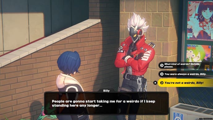 Belle speaking to Billy outside of Bardic Needle in Zenless Zone Zero.