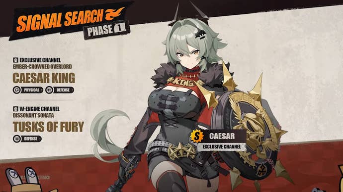 Banner detail for Caesar in version 1.2 of Zenless Zone Zero.