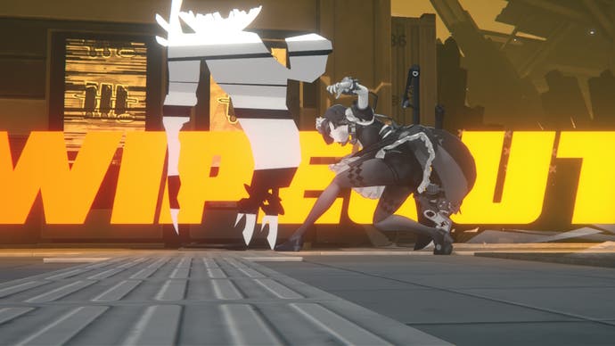 Clearing a stage in Zenless Zone Zero as Ellen, with 'Wipeout' displayed in stylised yellow writing.
