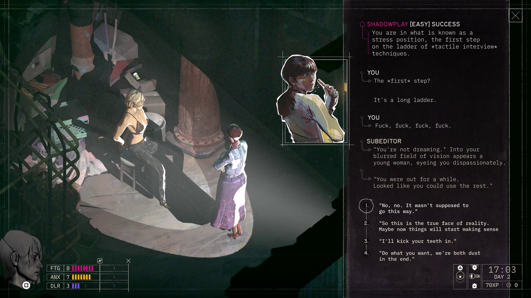 Hershel is interrogated by a woman in Zero Parades. - 1