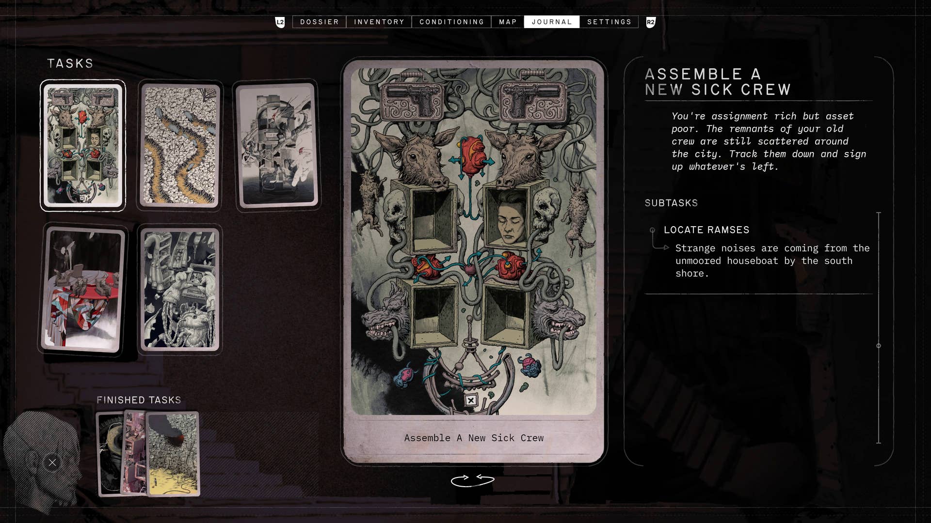 Viewing objectives in the journal in Zero Parades.