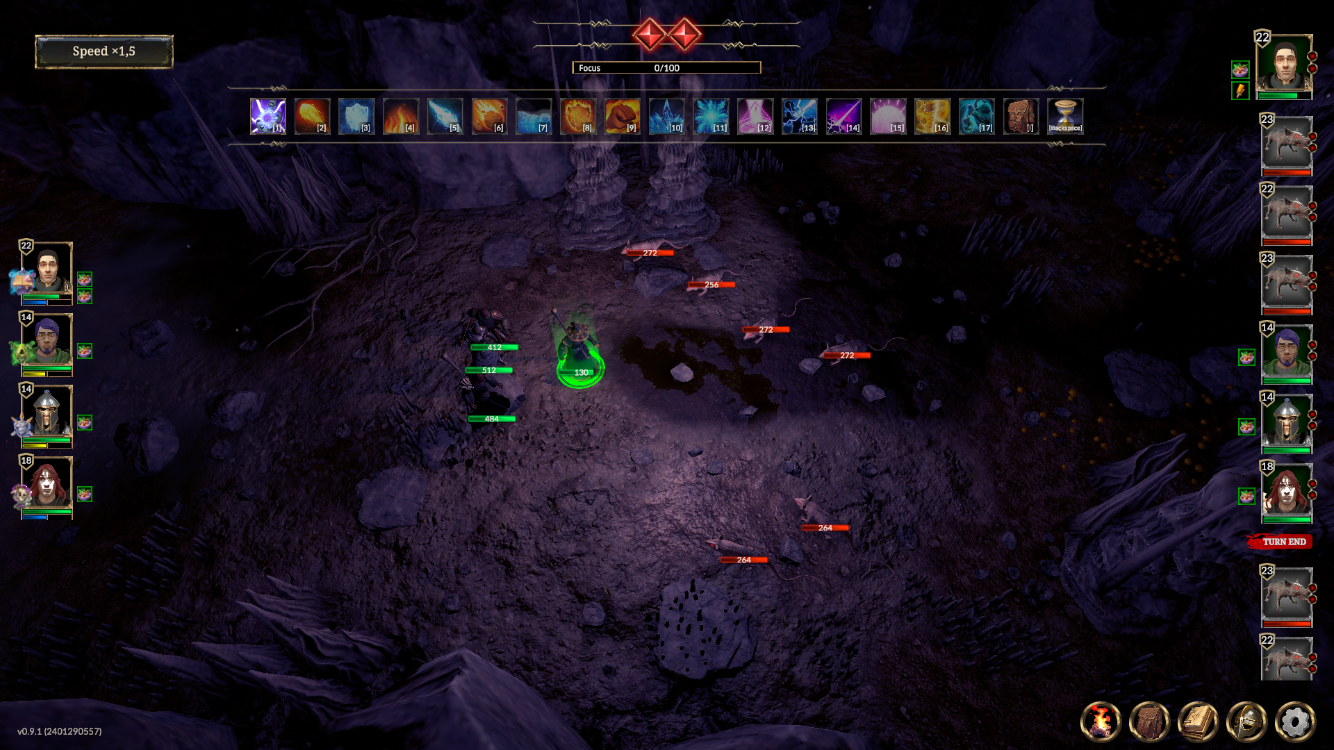 A party of fantasy heroes fight rats in a dungeon in Zoria: Age Of Shattering - 4