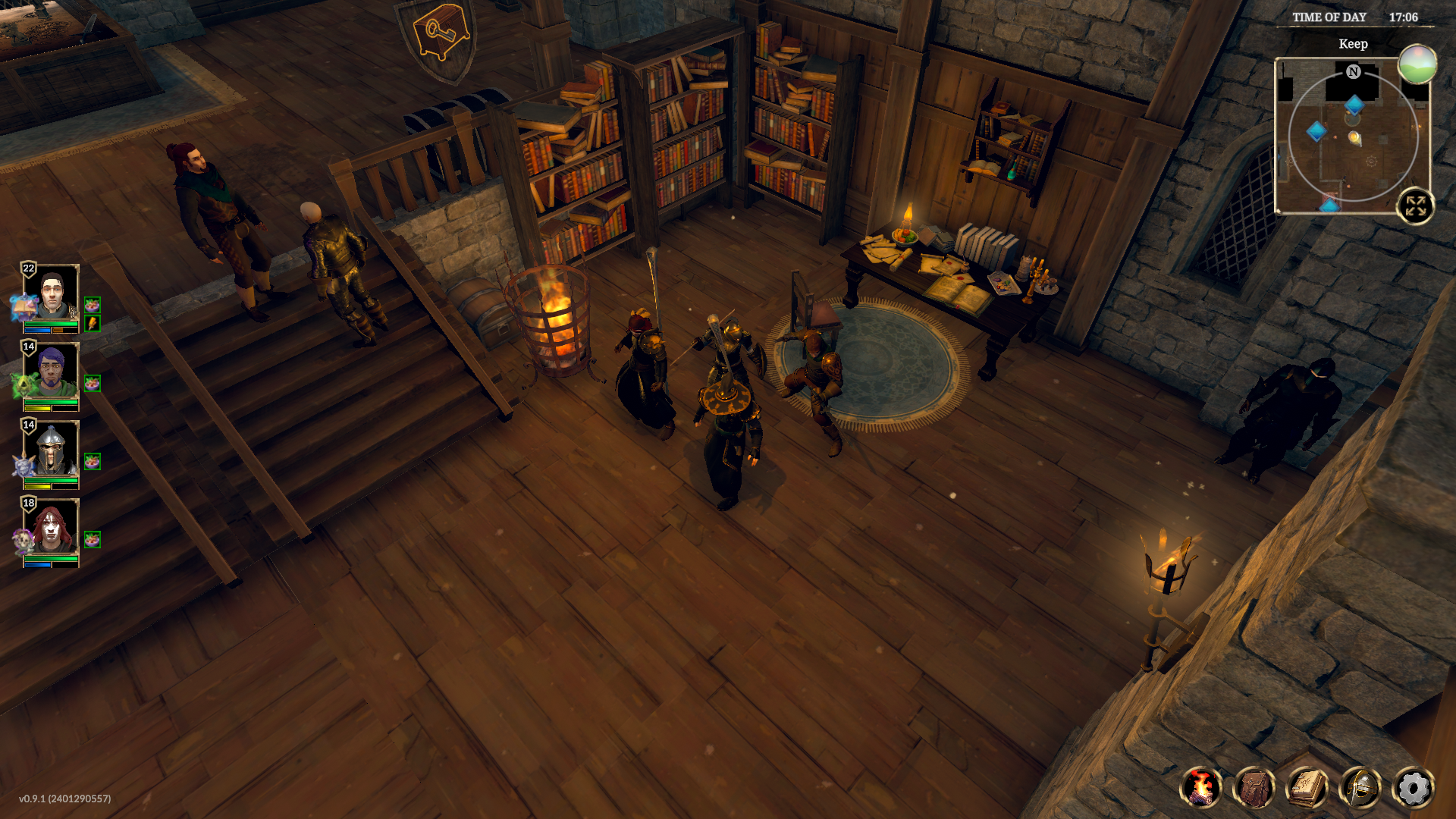 A party of fantasy heroes gather in a library in Zoria: Age Of Shattering - 11