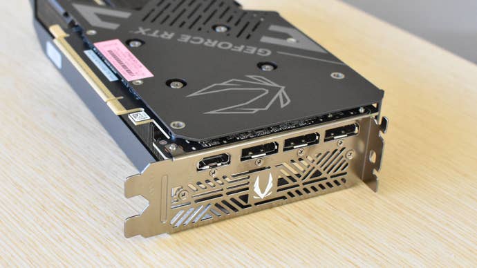 The rear ports connected the Zotac Gaming GeForce RTX 5060 Ti Twin Edge graphics card.