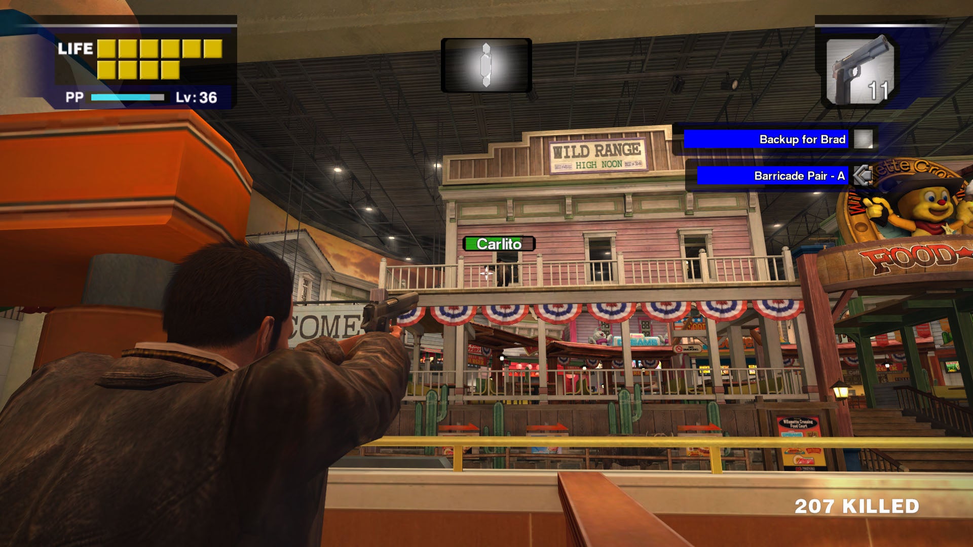 Shooting a boss in Dead Rising