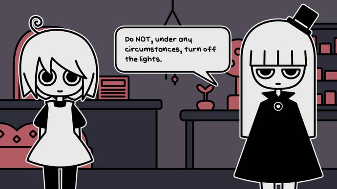 The proprietor of the pet shop in A Pet Shop After Dark tells the protagonist to not, under any circumstances, turn off the lights