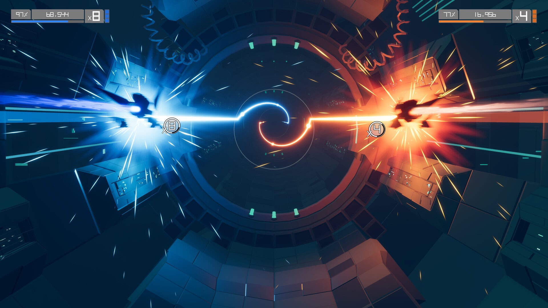 A blue and orange ship in Aaero 2. - 3