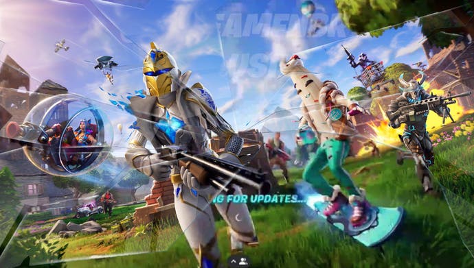 Fortnite OG seasonal artwork showing old weapons, locations and remixed characters from the battle royale's original Island.