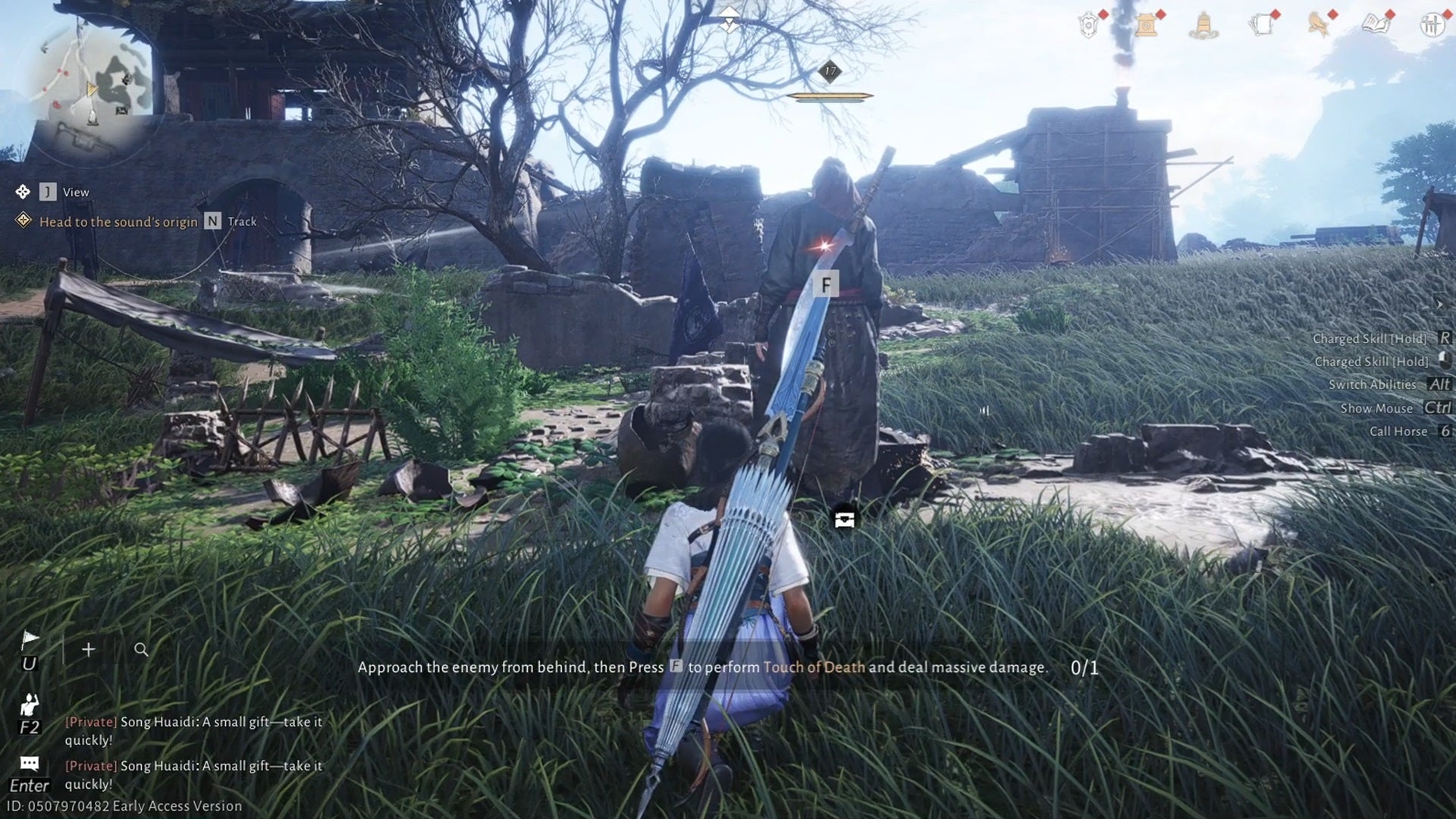 Sneaking up behind a foe, about to use the Touch of Death in Where Winds Meet. - 9