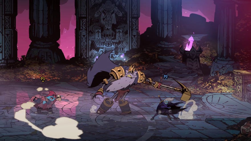 Galandra and Karl successful  the mediate  of a combat  with a pickaxe wirlding brag  called the Underking.