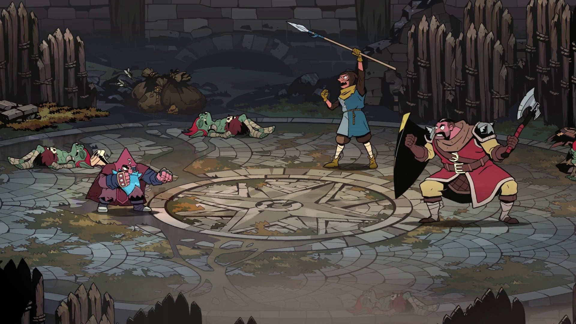 Absolum press image with dwarf guy facing off against some dudes. - 1