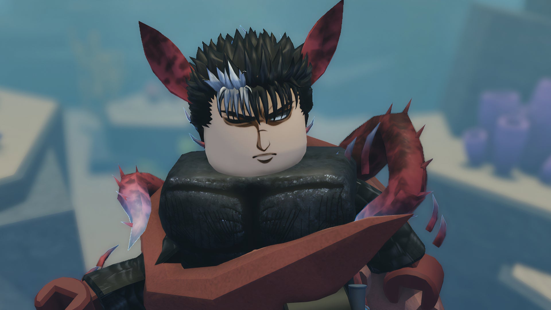 A screenshot from Abyss on Roblox, showing the player avatar after evolving into the Vampire Squid race. - 1