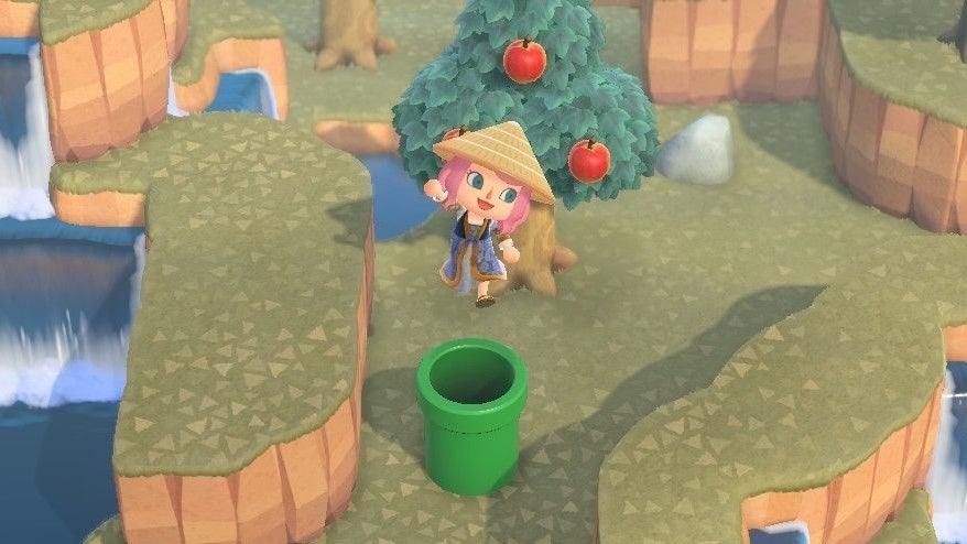 Animal Crossing Super Mario items How to use warp pipes in New