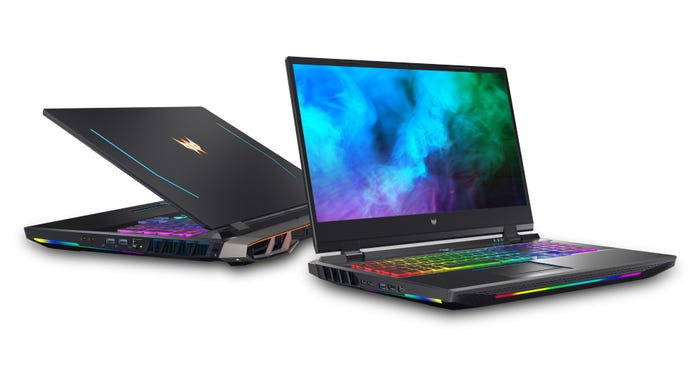 Acer’s Predator Helios 500 gaming laptop from the front and back