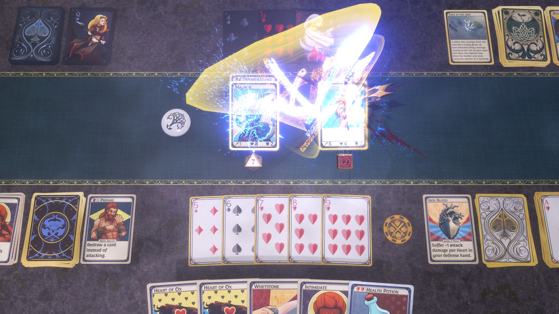 Attacking with a good hand - a straight - in Aces & Adventures