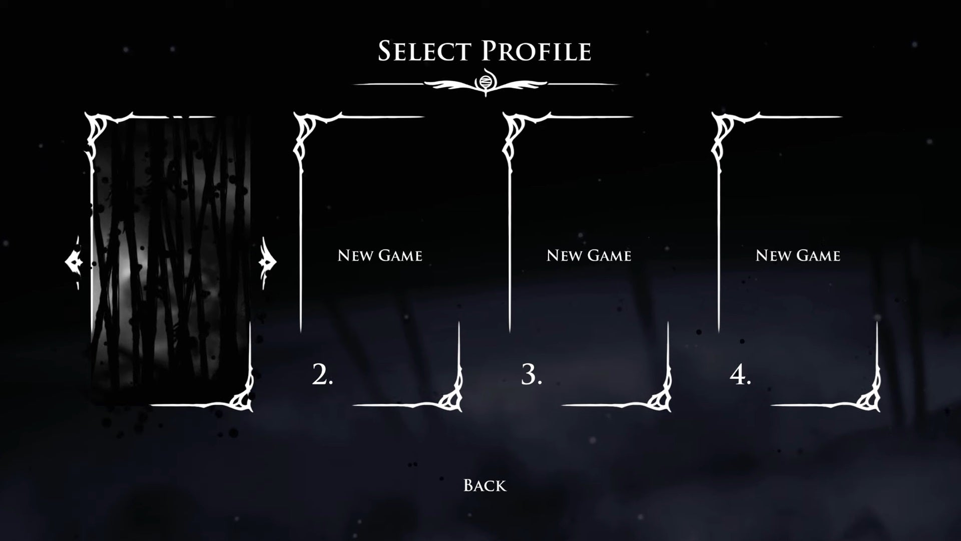 The player's save game file is covered with ominous black strands due to successfully unlocking Act 3 in Hollow Knight: Silksong. - 6