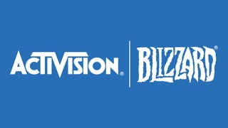 The Activision Blizzard logo on a blue background