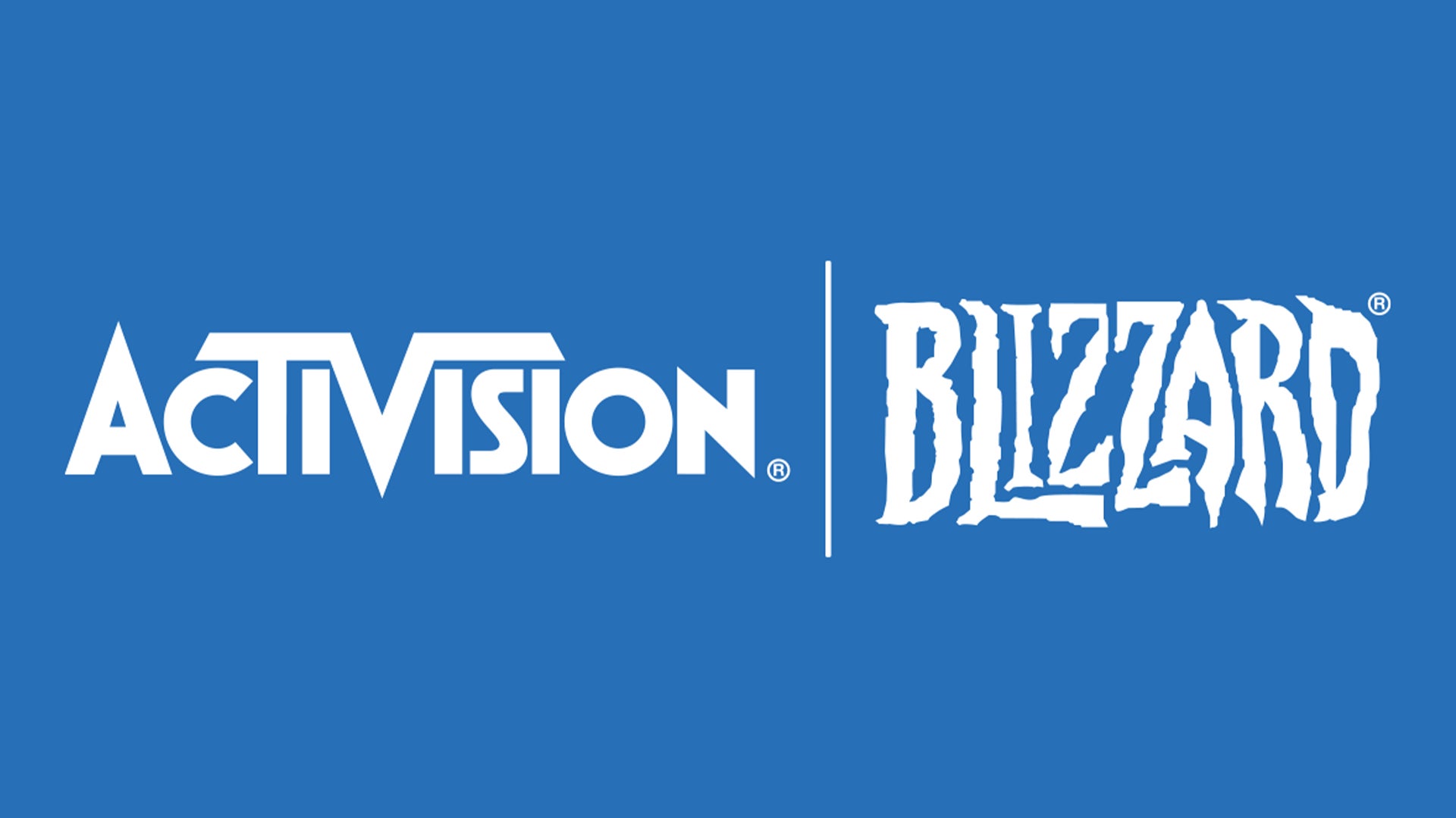 The Activision Blizzard logo on a blue background - 1