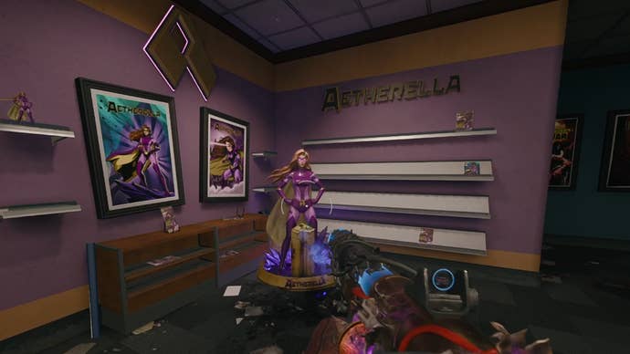 A model of the superhero Aetherella in Olly’s Comics on the Black Ops 6 Liberty Falls map.