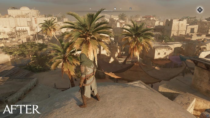 A screen of Assassin’s Creed: Mirage after the removal of chromatic aberration