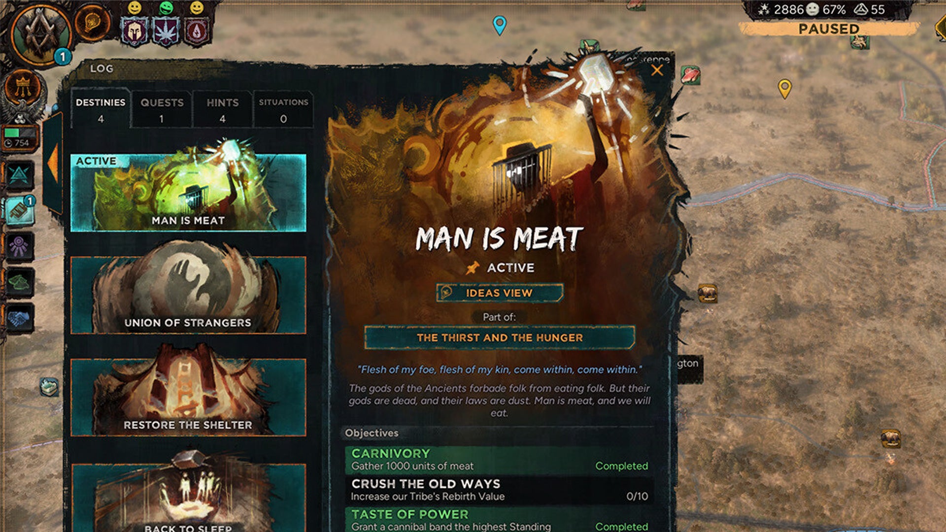 A player adopts cannibalism in Afterworld