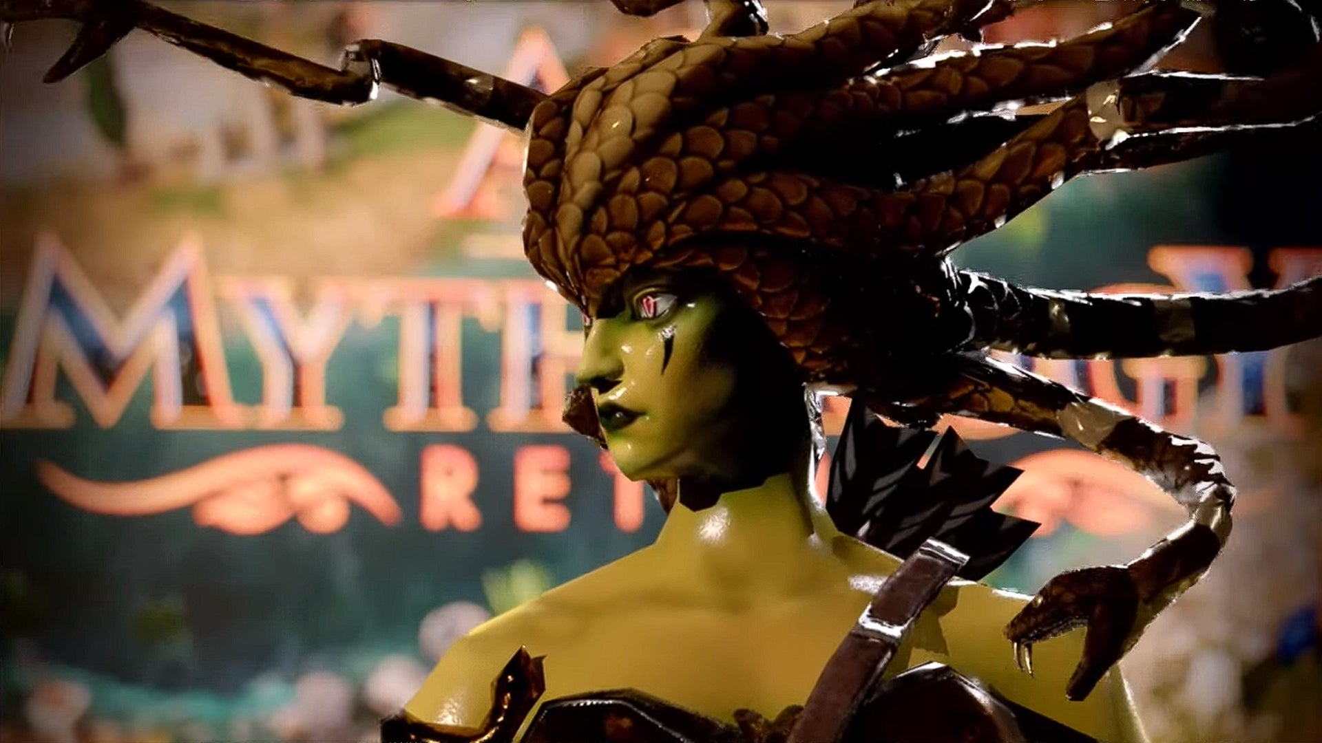 A closeup of the revamped Medusa character model in Age of Mythology Retold - 1