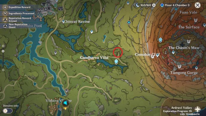 Location of the Agnihorta quest in Genshin Impact