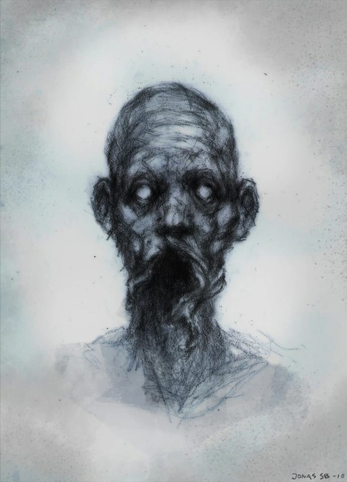 A concept artwork of the undead character Agrippa in Amnesia: The Dark Descent