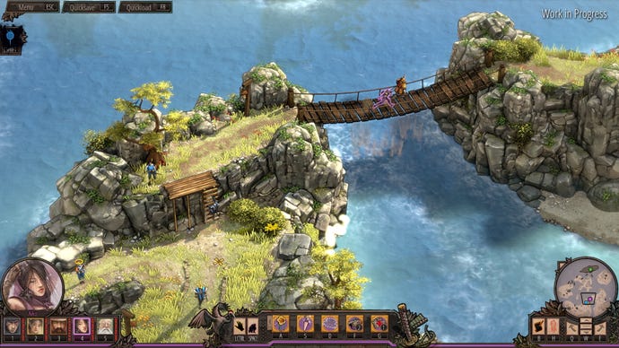 Warriors cross a bridge in Shadow Tactics: Aiko’s Choice